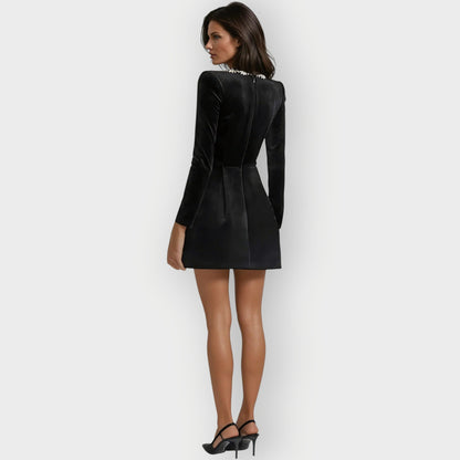 Luxurious Soft Square Neckline Mini Dress