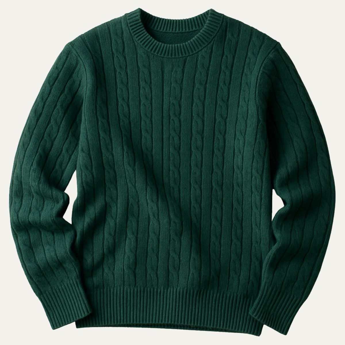 Soft Green Mens Merino Wool Crew Neck Sweater - Vossary