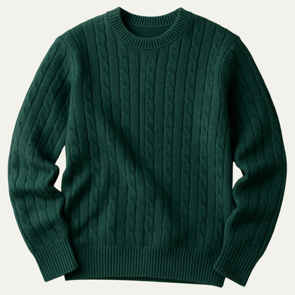 Soft Green Mens Merino Wool Crew Neck Sweater - Vossary