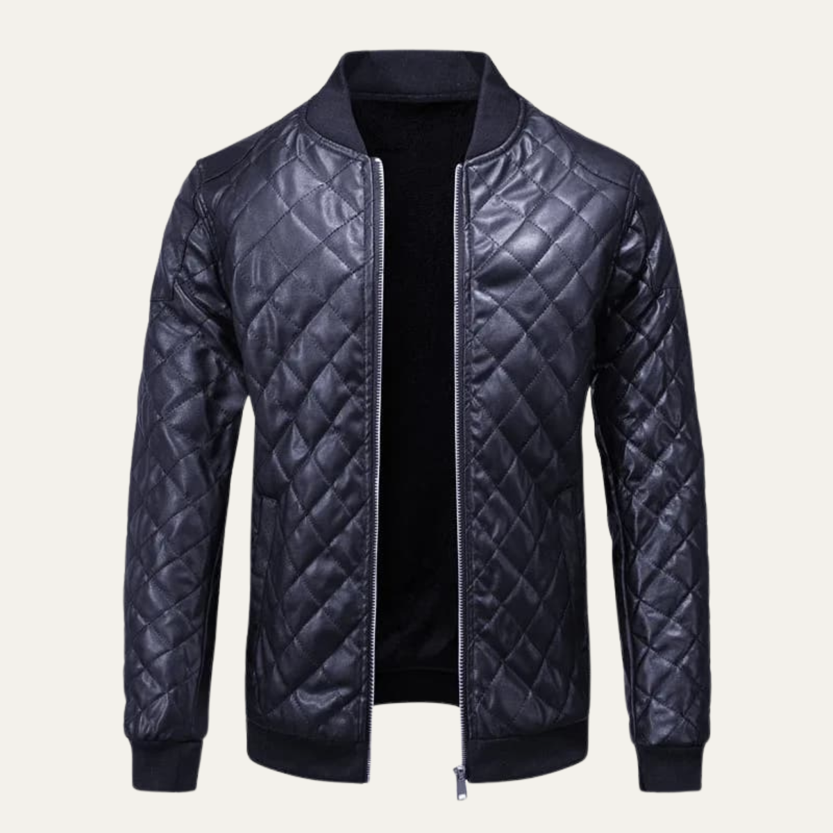 Warm Quilted Leather Men's Winter Bomber Jacket