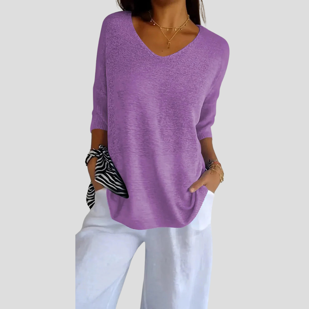 Comfy Women's V-Neck Sweater Top