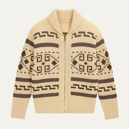 Warm Aztec Pattern Men's Cardigan Sweater - Vossary