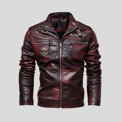 Real Leather Biker Jacket with Zip Pockets - EasyApparels