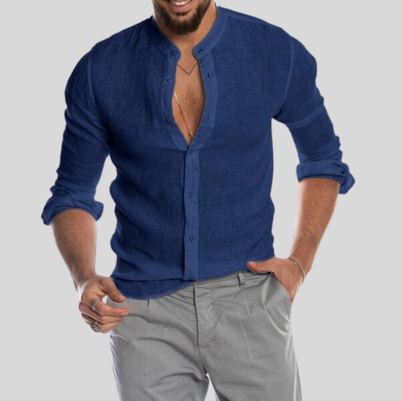 Casual Linen Mens Long Sleeve Shirt