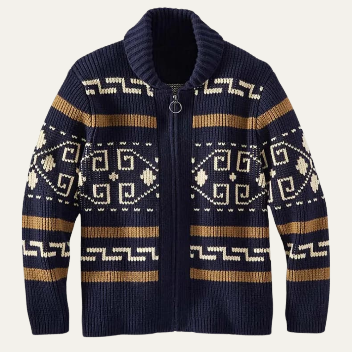 Warm Aztec Pattern Men's Cardigan Sweater