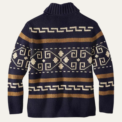 Warm Aztec Pattern Men's Cardigan Sweater