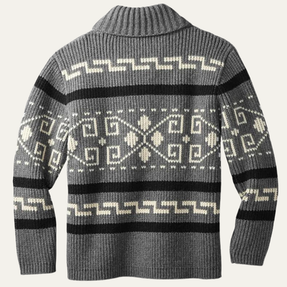 Warm Aztec Pattern Men's Cardigan Sweater