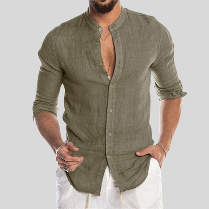 Casual Linen Mens Long Sleeve Shirt - EasyApparels