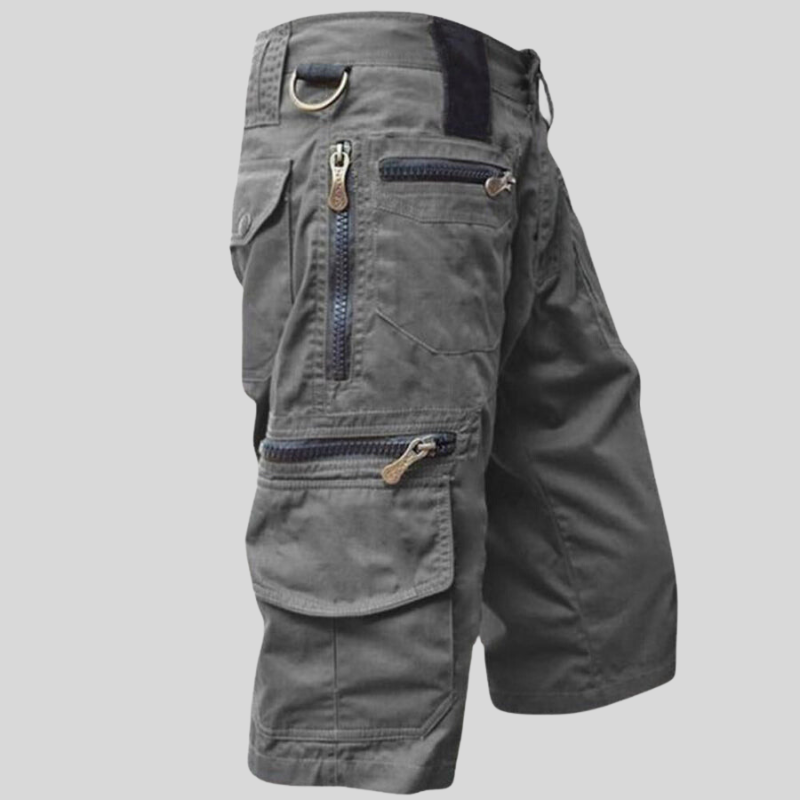 Practical Men's Knee Length Cargo Shorts with Zip Pockets