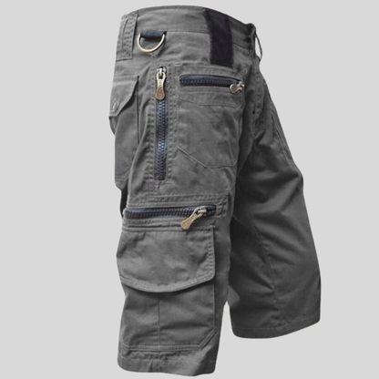 Practical Men's Knee Length Cargo Shorts with Zip Pockets