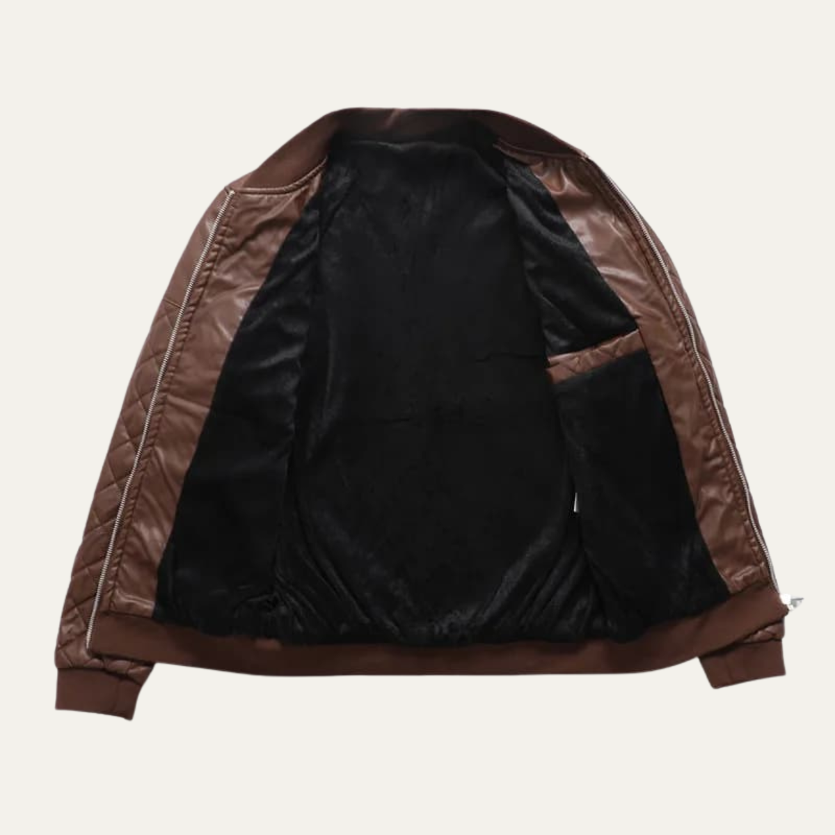 Warm Quilted Leather Men's Winter Bomber Jacket