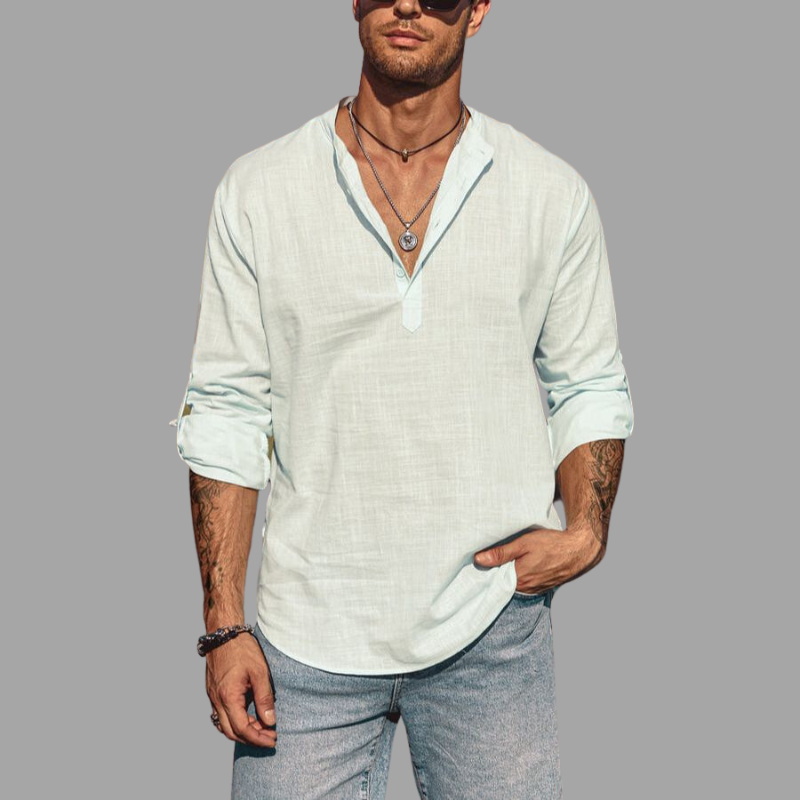 Men's Casual Long Sleeve Henley Shirt