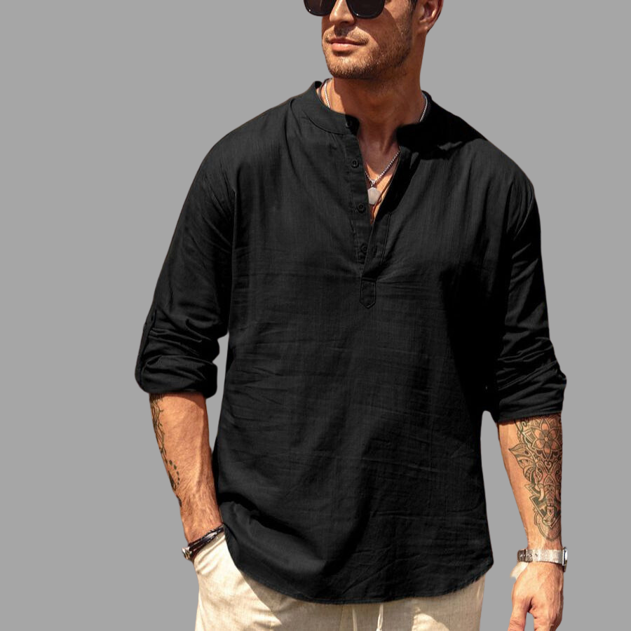 Men's Casual Long Sleeve Henley Shirt