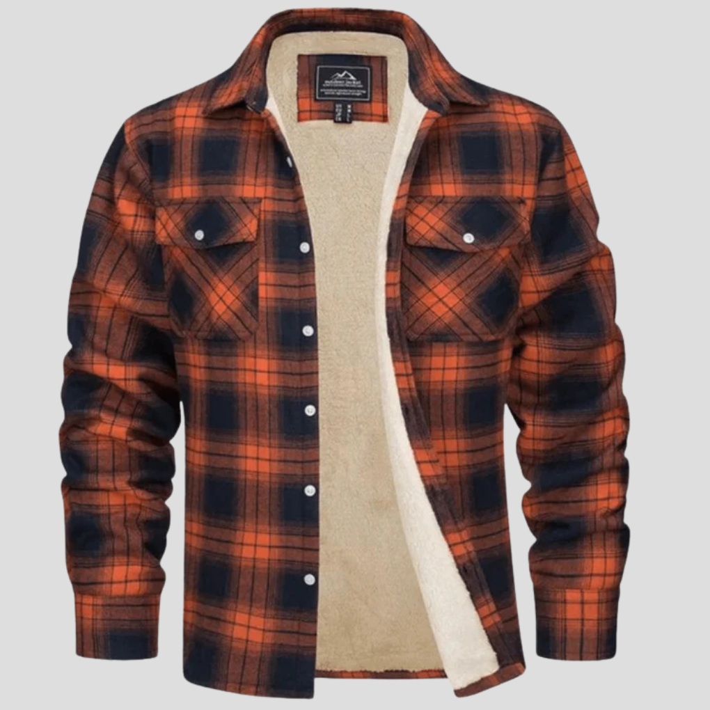 Warm Plaid Coat with Fleece Inside - Vossary
