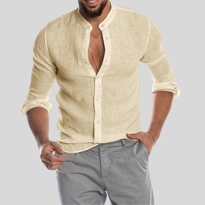 Casual Linen Mens Long Sleeve Shirt