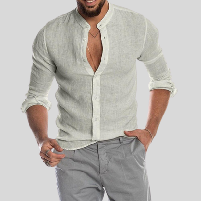 Casual Linen Mens Long Sleeve Shirt