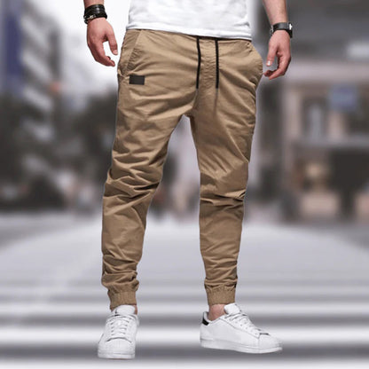 Men's Casual Cargo Pants with Elastic Waist