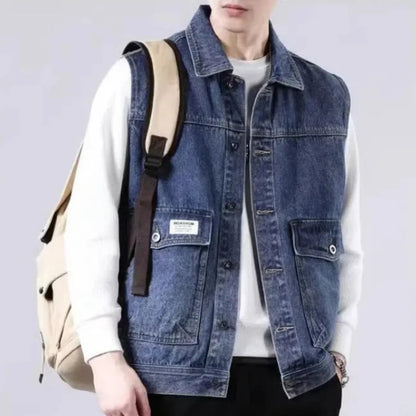 Retro Vintage Work Denim Vest - EasyApparels