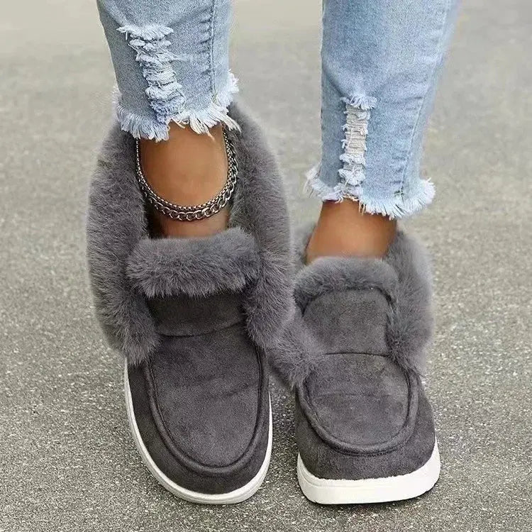 Soft Ankle Boots for Women - Warm Fuzzy Footwear - Vossary