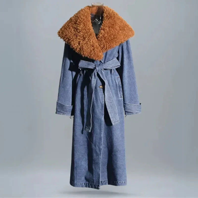 Luxurious Fake Fur Oversized Jeans Jacket