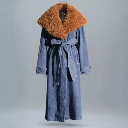 Luxurious Fake Fur Oversized Jeans Jacket