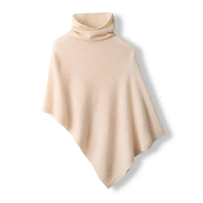Cozy Women's Wool Cape - Turtleneck, Pointed Edge
