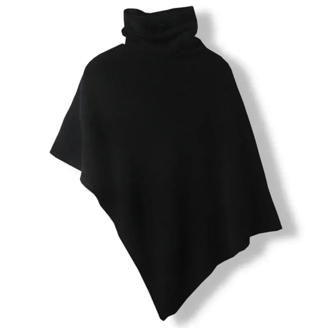 Cozy Women's Wool Cape - Turtleneck, Pointed Edge