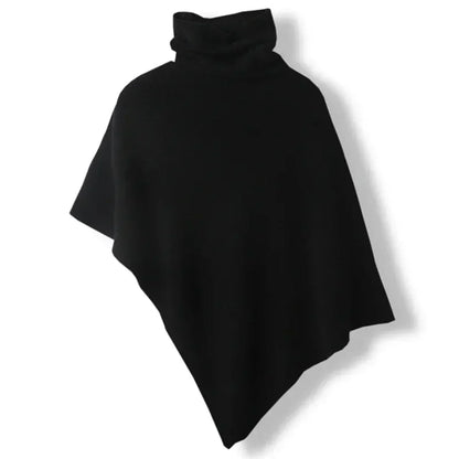 Cozy Women's Wool Cape - Turtleneck, Pointed Edge