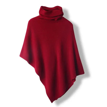 Cozy Women's Wool Cape - Turtleneck, Pointed Edge