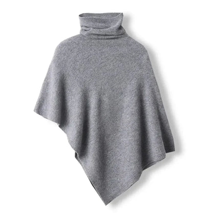 Cozy Women's Wool Cape - Turtleneck, Pointed Edge