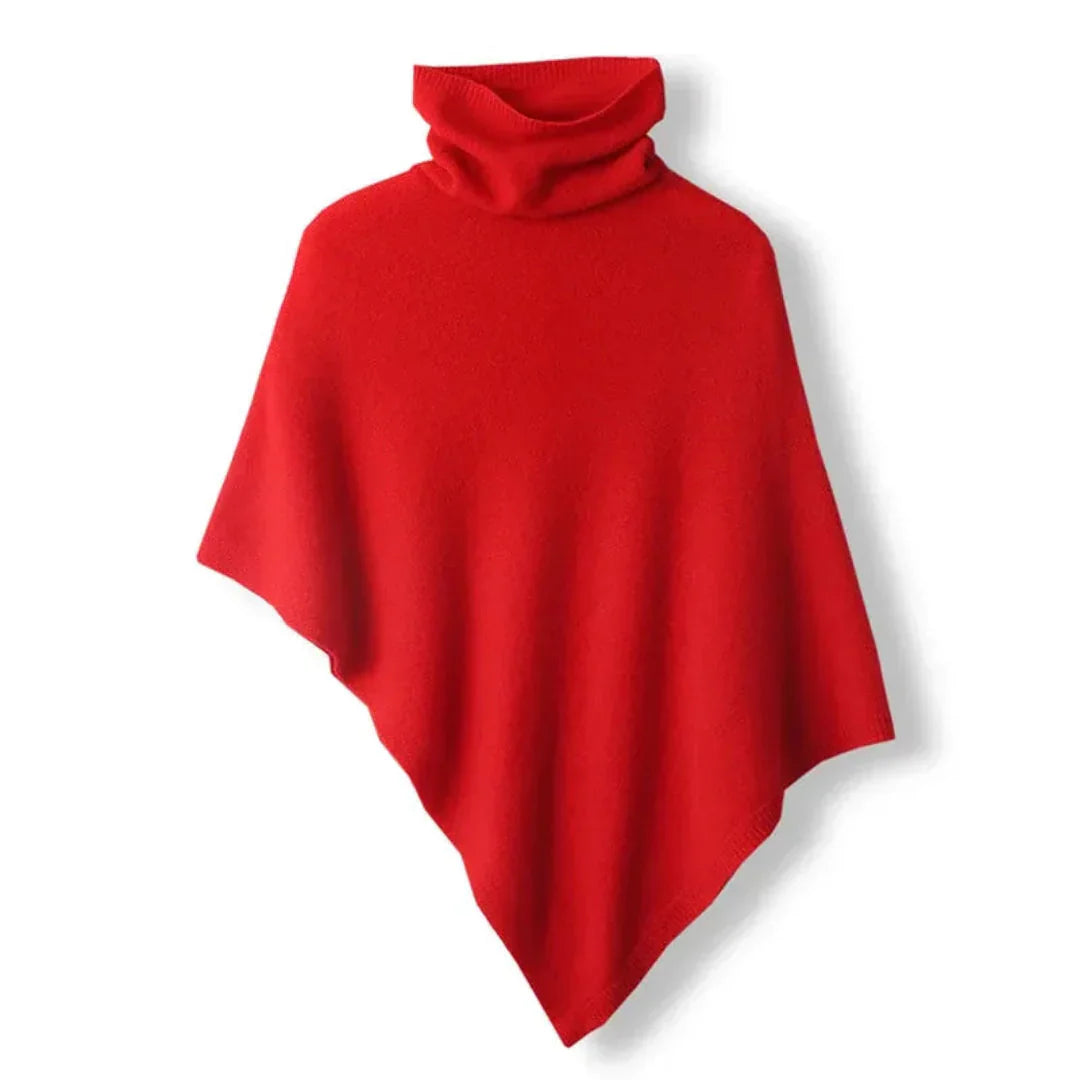 Cozy Women's Wool Cape - Turtleneck, Pointed Edge