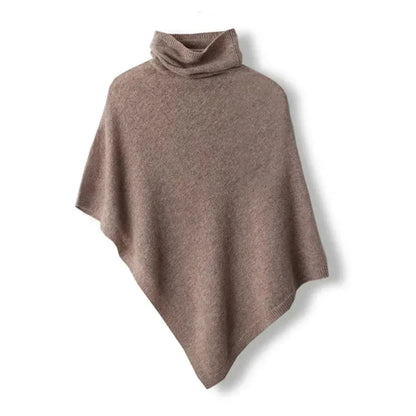 Cozy Women's Wool Cape - Turtleneck, Pointed Edge