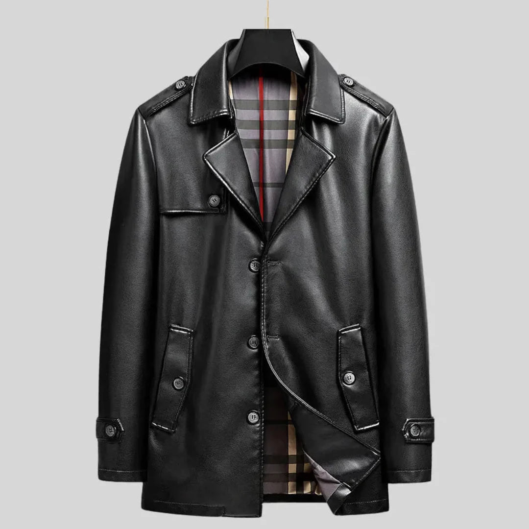 Luxury Synthetic Leather Coat - EasyApparels