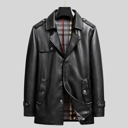Luxury Synthetic Leather Coat - EasyApparels