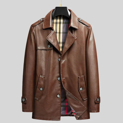 Luxury Synthetic Leather Coat