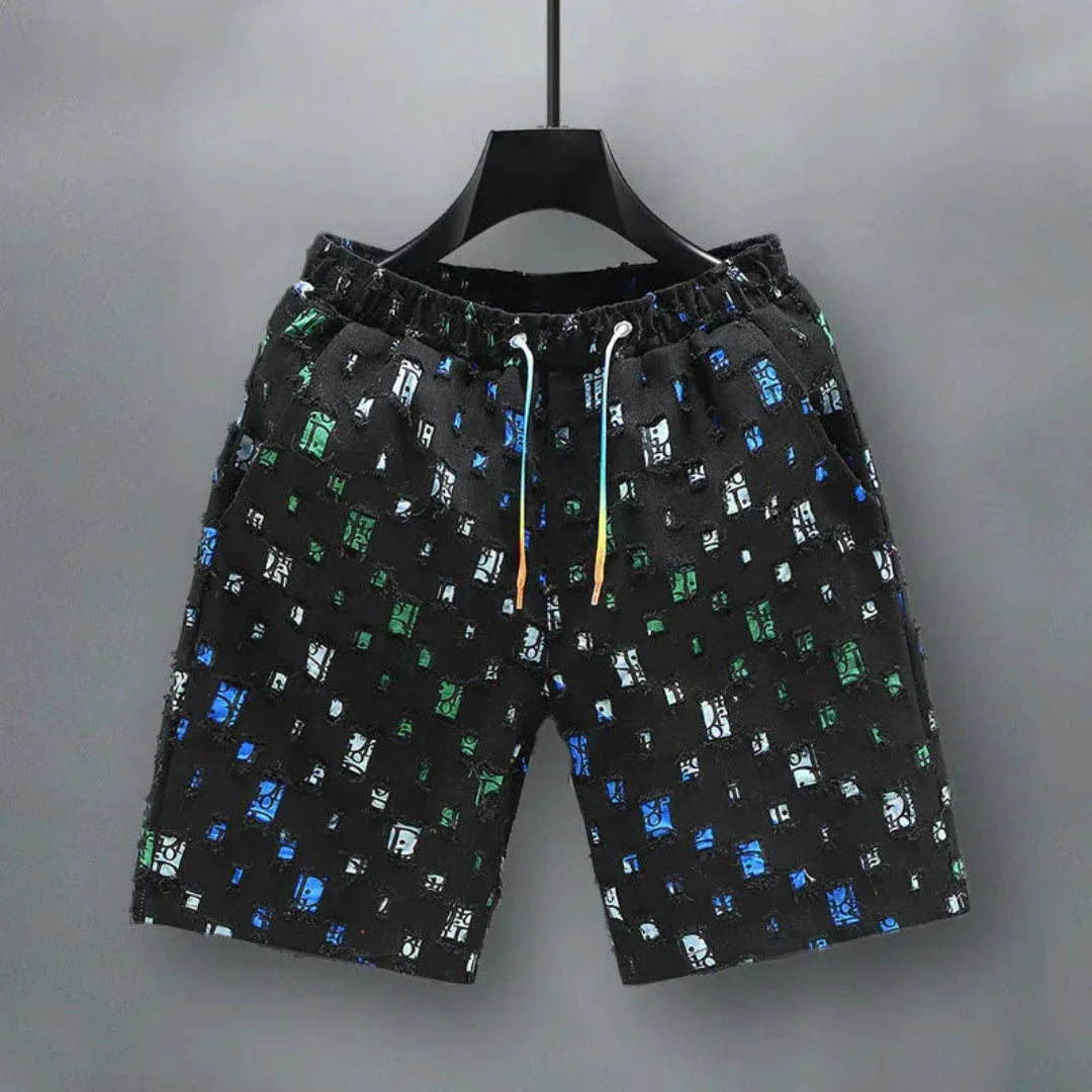 Bright Grid Pattern Jeans Shorts - EasyApparels