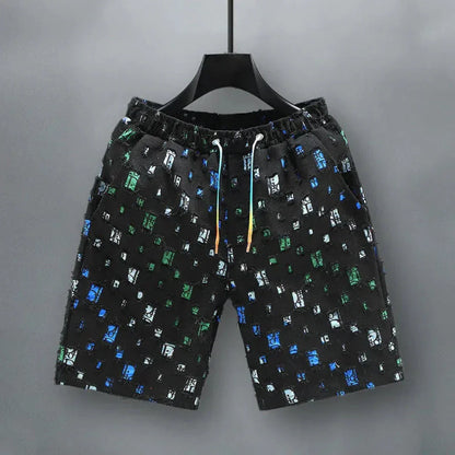 Bright Grid Pattern Jeans Shorts - EasyApparels