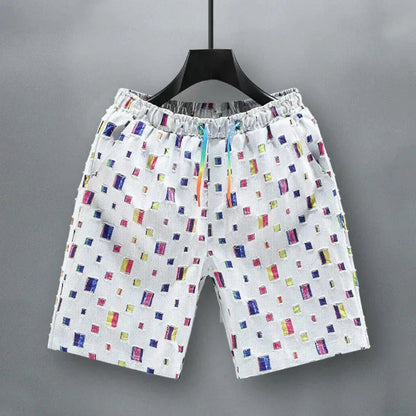 Bright Grid Pattern Jeans Shorts