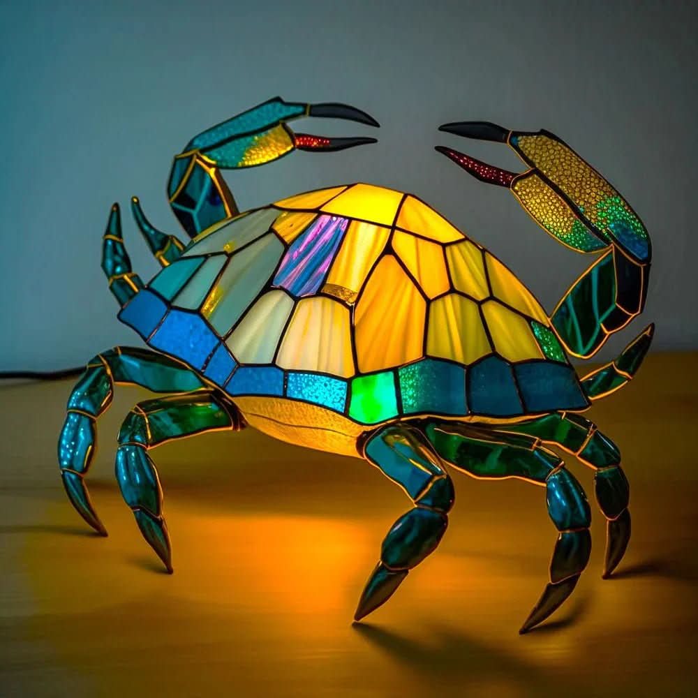 Art Nouveau Stained Glass Wolf Table Lamp