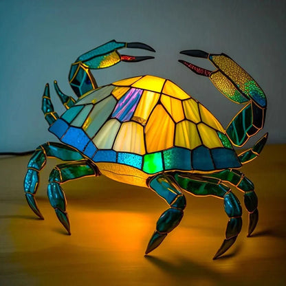 Art Nouveau Stained Glass Wolf Table Lamp