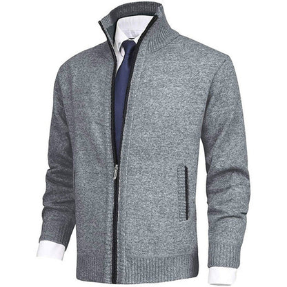 Soft Crew Neck Zip Up Sweater