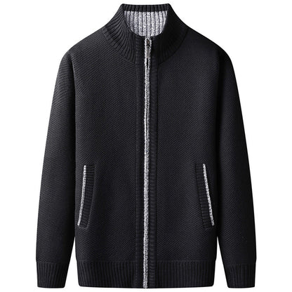 Soft Crew Neck Zip Up Sweater