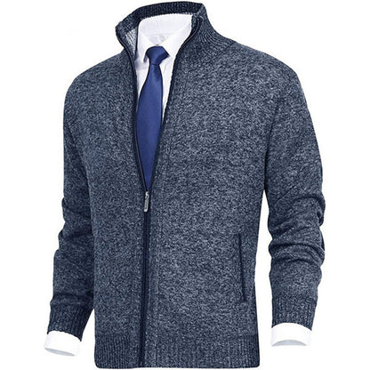 Soft Crew Neck Zip Up Sweater