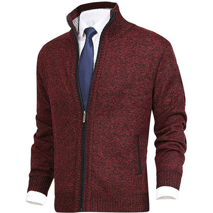 Soft Crew Neck Zip Up Sweater