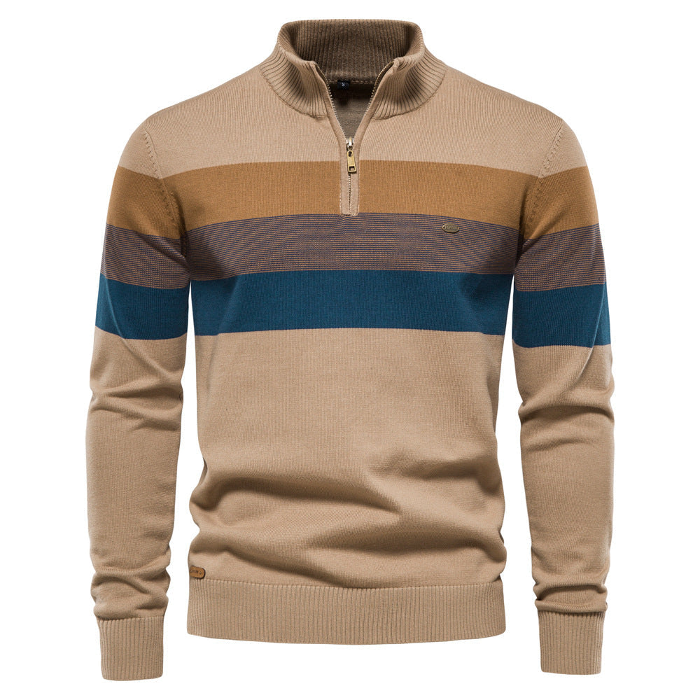 Comfy Striped Crew Neck Cotton Sweater - Luxicro