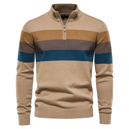 Comfy Striped Crew Neck Cotton Sweater - Luxicro
