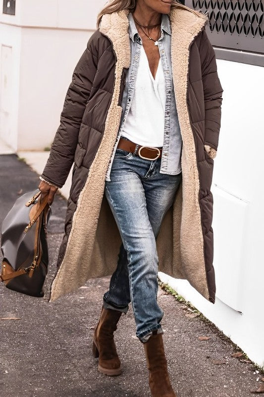 Warm Women's Quilted Padded Parka Coat - EasyApparels