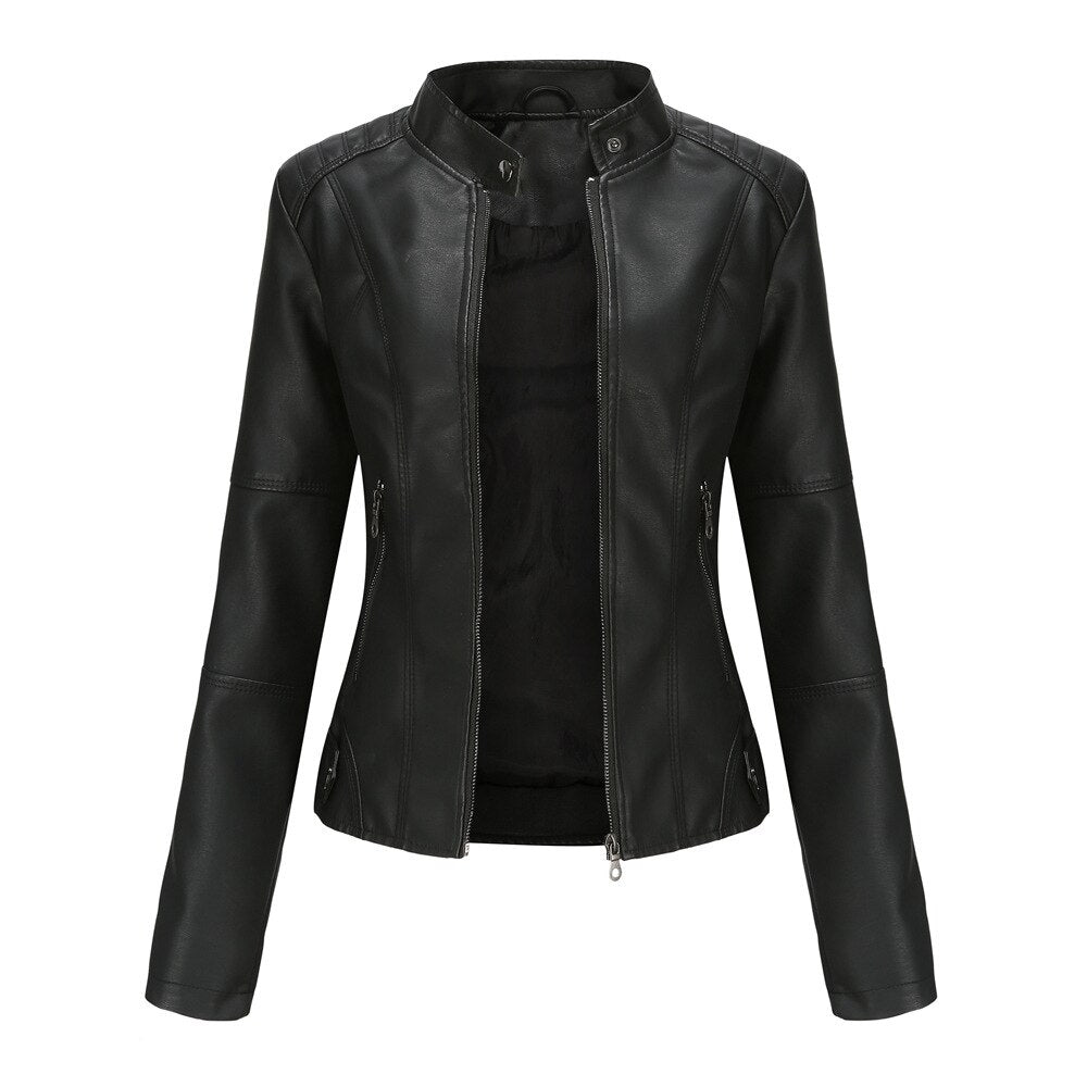 Women's Fitted Mandarin Collar Zip Jacket