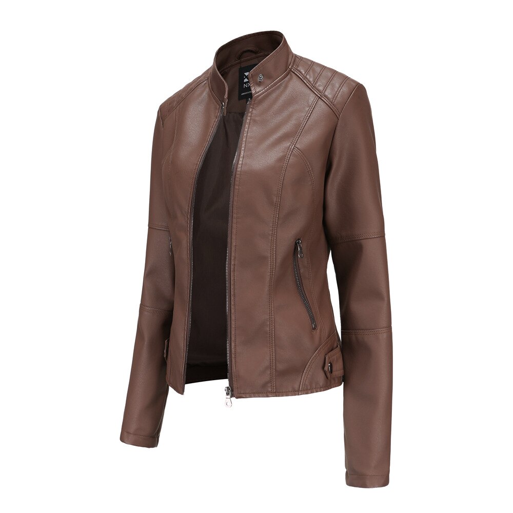 Women's Fitted Mandarin Collar Zip Jacket