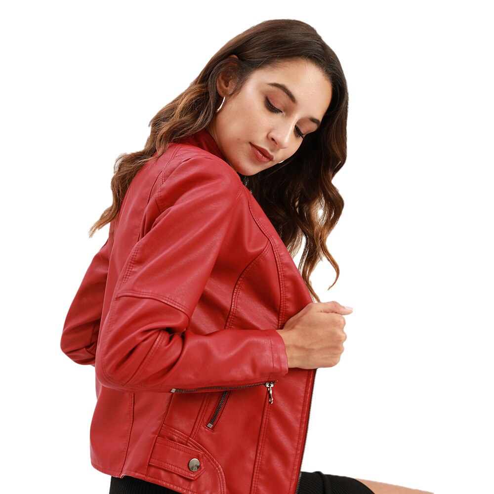 Women's Fitted Mandarin Collar Zip Jacket - EasyApparels